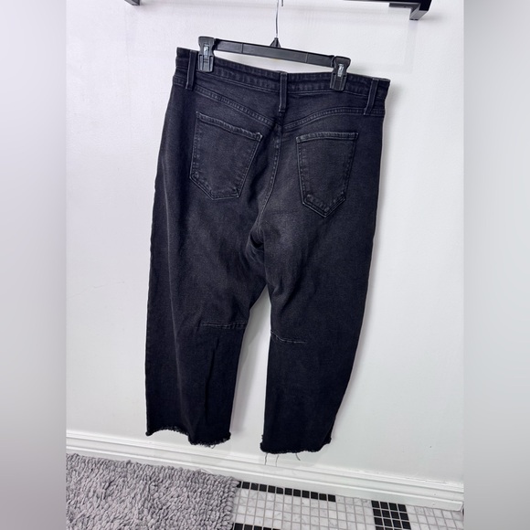 Black barrel leg jeans with raw hem. Worn once. - Picture 2 of 5